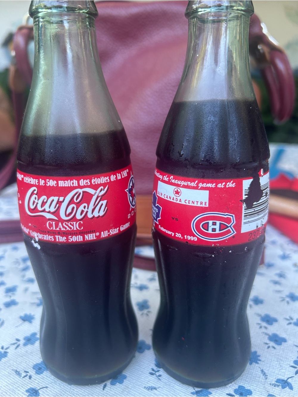 Coca-Cola Classic Red Labeled Pair of Glass Bottles